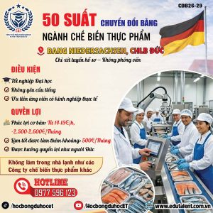 50 SUẤT CHUYỂN ĐỔI BẰNG NGÀNH CHẾ BIẾN THỰC PHẨM TẠI ĐỨC