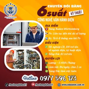 6 SUẤT CHUYỂN ĐỔI BẰNG THỢ ĐIỆN KỸ THUẬT CÔNG NGHỆ VẬN HÀNH TẠI CHLB ĐỨC