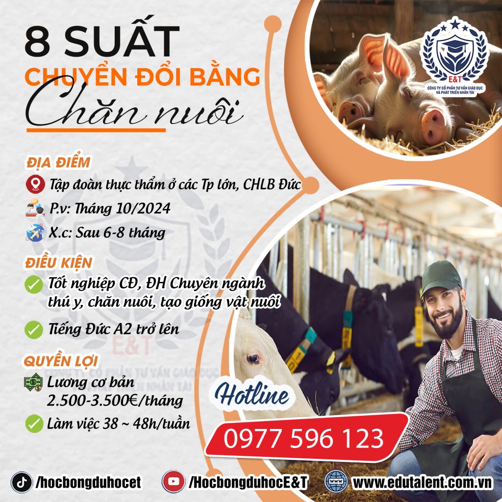  8 SUẤT CHUYỂN ĐỔI BẰNG CHĂN NUÔI BÒ, LỢN (HEO) TẠI CHLB ĐỨC