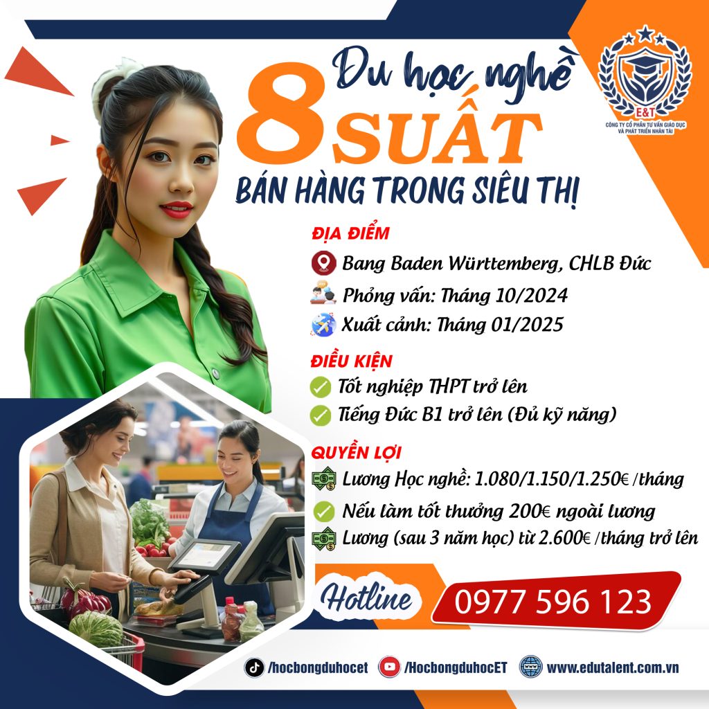 DU HỌC NGHỀ BÁN HÀNG TRONG SIÊU THỊ TẠI CHLB ĐỨC