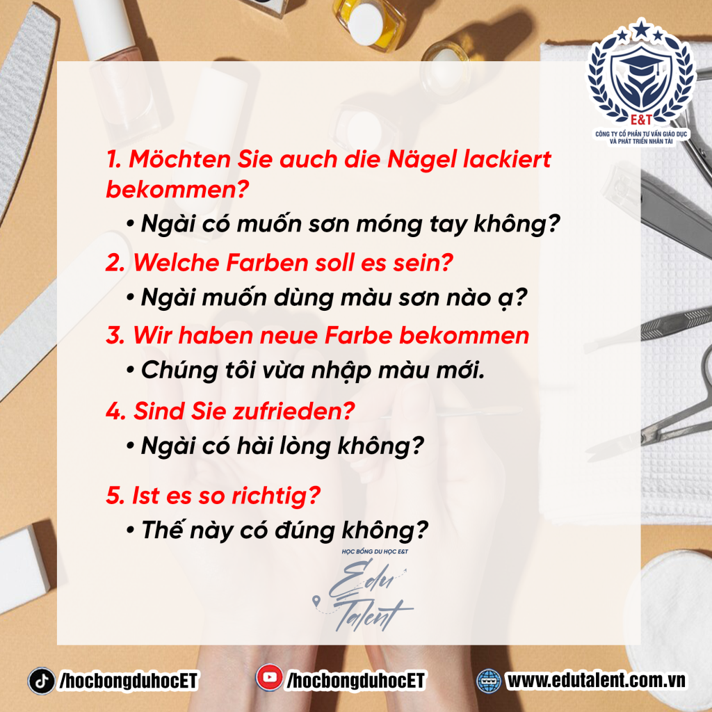 NHỮNG CÂU GIAO TIẾP TIẾNG ĐỨC TRONG NGHỀ CHĂM SÓC SẮC ĐẸP