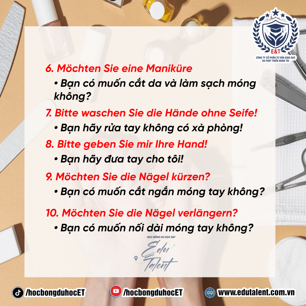 NHỮNG CÂU GIAO TIẾP TIẾNG ĐỨC TRONG NGHỀ CHĂM SÓC SẮC ĐẸP