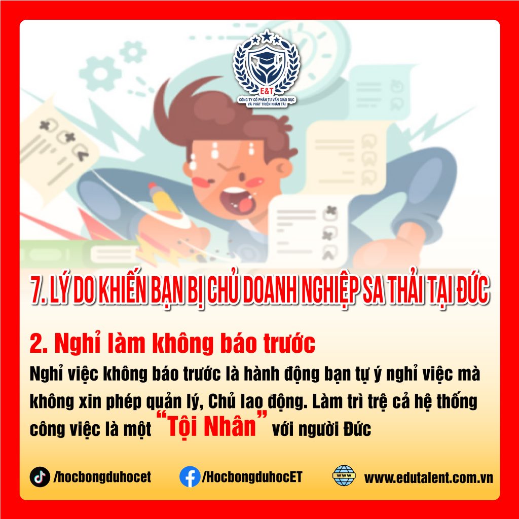 7 LÝ DO KHIẾN BẠN BỊ CHỦ DOANH NGHIỆP SA THẢI KHI DU HỌC NGHỀ TẠI ĐỨC
