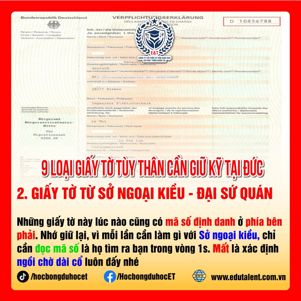 9 LOẠI GIẤY TỜ TÙY THÂN CẦN LƯU GIỮ CẨN THẬN KHI Ở ĐỨC