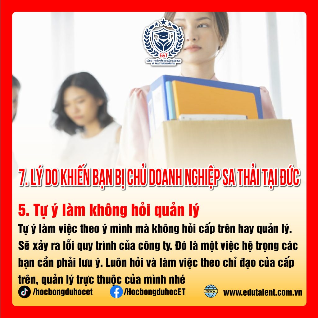 7 LÝ DO KHIẾN BẠN BỊ CHỦ DOANH NGHIỆP SA THẢI KHI DU HỌC NGHỀ TẠI ĐỨC