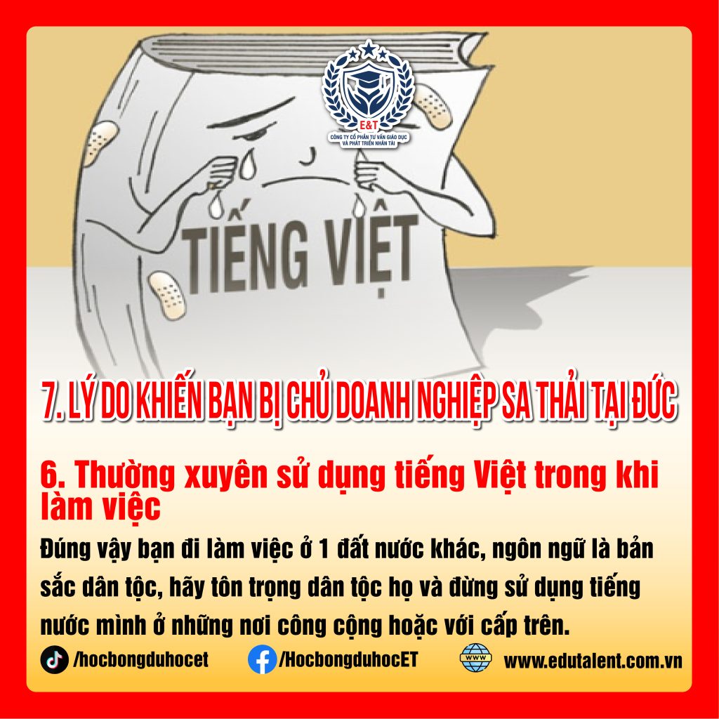 7 LÝ DO KHIẾN BẠN BỊ CHỦ DOANH NGHIỆP SA THẢI KHI DU HỌC NGHỀ TẠI ĐỨC