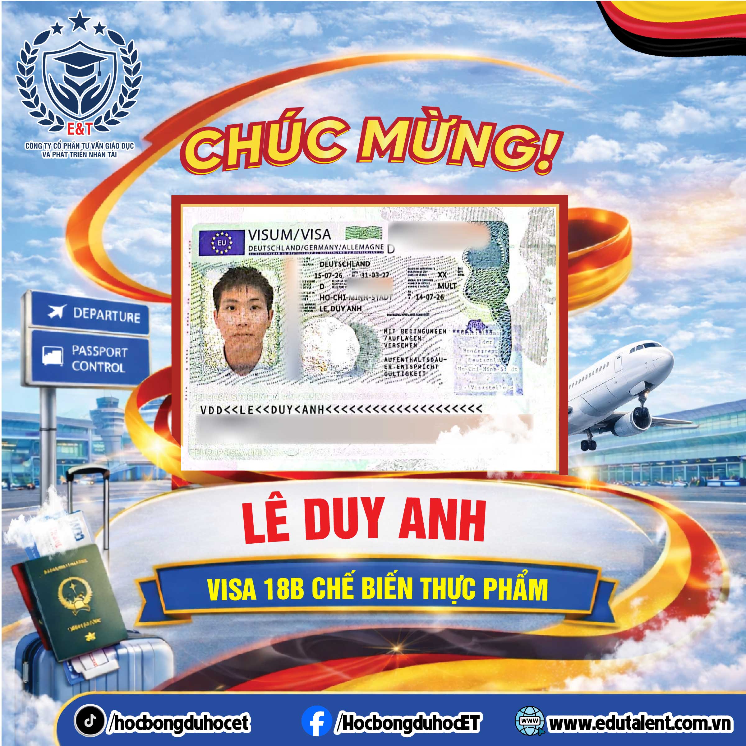 🎉 CHÚC MỪNG VISA 18B – NGÀNH CHẾ BIẾN THỰC PHẨM 🇩🇪