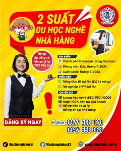 VIP 2 SUẤT DU HỌC NGHỀ NHÀ HÀNG TẠI CHLB ĐỨC P.V LUÔN ĐẦU THÁNG 7 (REFA)