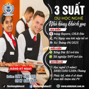 🇩🇪 BANG BAYERN ĐỨC 3 SUẤT DU HỌC NGHỀ NHÀ HÀNG KHÁCH SẠN