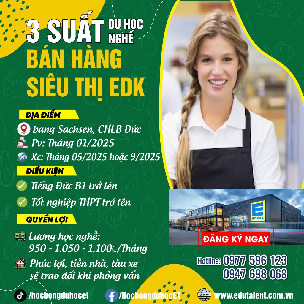 BANG SACHSEN 3 SUẤT DU HỌC NGHỀ BÁN HÀNG SIÊU THỊ EDEKA