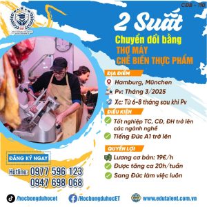 (HOT) 2 SUẤT CHUYỂN ĐỔI BẰNG THỢ MÁY CHẾ BIẾN THỰC PHẨM