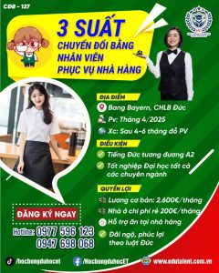 BANG BAYERN 3 SUẤT CHUYỂN ĐỔI BẰNG NHÂN VIÊN PHỤC VỤ NHÀ HÀNG ĐI LÀM VIỆC NGAY TẠI CHLB ĐỨC