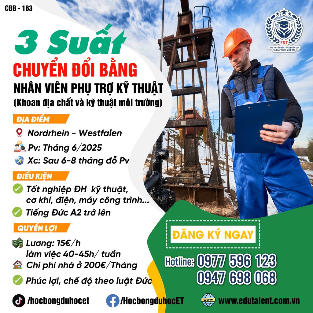 Nordrhein - Westfalen, 3 SUẤT NHÂN VIÊN PHỤ TRỢ KỸ THUẬT