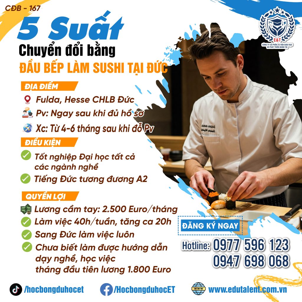 Fulda, Hesse, 5 SUẤT CHUYỂN ĐỔI BẰNG LÀM SUSHI TẠI NHÀ HÀNG SUSHI Ở ĐỨC
