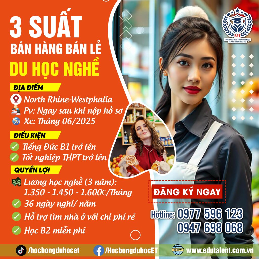 NORTH RHINE - WESTPHALIA 3 SUẤT DU HỌC NGHỀ BÁN HÀNG - BÁN LẺ TẠI SIÊU THỊ