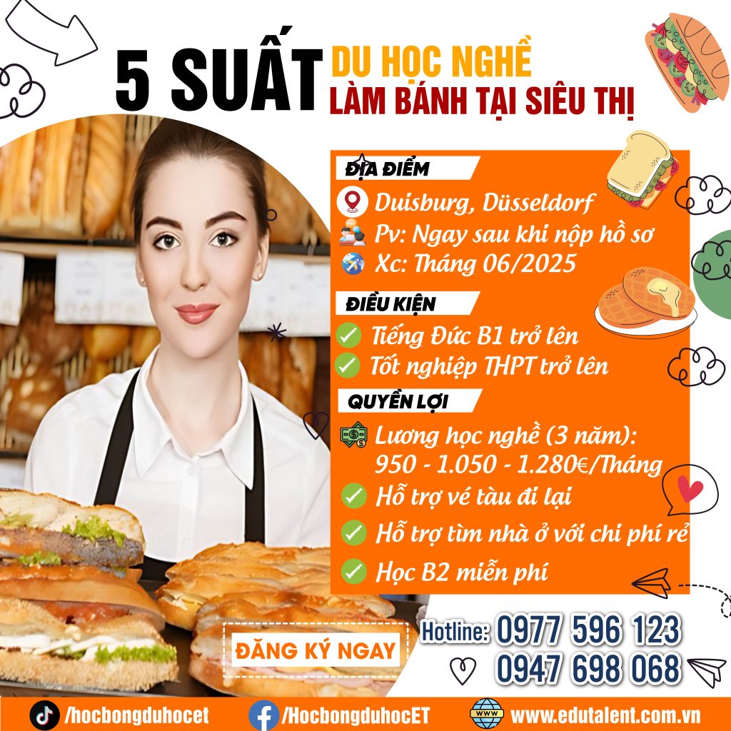 🌟Thành phố Duisburg, Düsseldorf 5 SUẤT DU HỌC NGHỀ LÀM BÁNH TẠI SIÊU THỊ