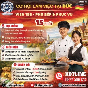 Cơ Hội Làm Việc Tại Đức – Visa 18B Ngành Phụ Bếp & Phục Vụ Lương Hấp Dẫn