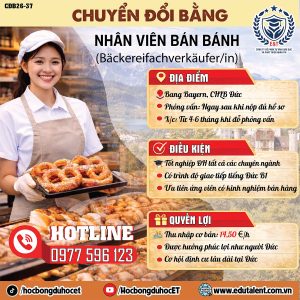 CHƯƠNG TRÌNH CHUYỂN ĐỔI BẰNG 07 CHỈ TIÊU - NHÂN VIÊN BÁN BÁNH (BÄCKEREIFACHVERKÄUFER/IN) TẠI BANG BAYERN