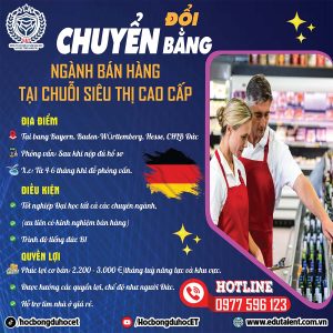 [TUYỂN DỤNG] CHƯƠNG TRÌNH CHUYỂN ĐỔI BẰNG NGÀNH BÁN HÀNG TẠI ĐỨC – THU NHẬP ĐẾN 3.000 EURO/THÁNG