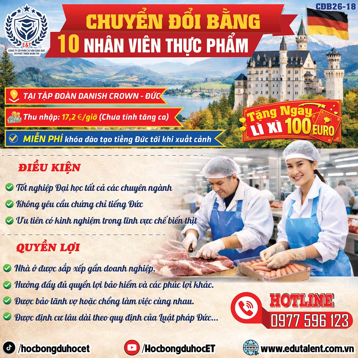 Chuyển Đổi Bằng Đức Ngành Chế Biến Thực Phẩm – Tuyển 10 Nhân Viên Làm Việc Tại Danish Crown
