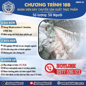 🇩🇪 Chương Trình Chuyển Đổi Bằng Nhân Viên Dây Chuyền Sản Xuất Thực Phẩm Gà Tại Đức