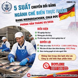 5 SUẤT CHUYỂN ĐỔI BẰNG NGÀNH CHẾ BIẾN THỰC PHẨM TẠI ĐỨC
