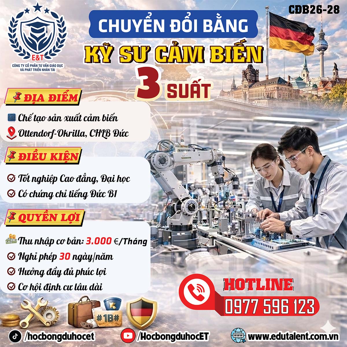 Chương Trình Chuyển Đổi Bằng Ngành Chế Tạo Sản Xuất Cảm Biến Tại Đức – Cơ Hội Làm Việc & Định Cư Lâu Dài