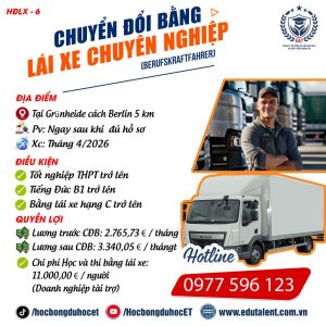 10 SUẤT CHUYỂN ĐỔI BẰNG LÁI XE TẢI TẠI CHLB ĐỨC