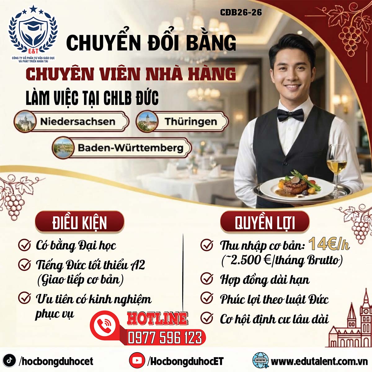 Chuyển Đổi Bằng Đại Học Sang Chuyên Viên Nhà Hàng Đức: Cơ Hội Thu Nhập Cao & Định Cư Lâu Dài