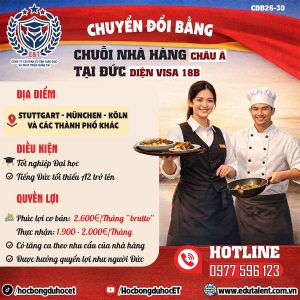 CHUYỂN ĐỔI BẰNG LÀM VIỆC TẠI CHUỖI NHÀ HÀNG CHÂU Á TẠI ĐỨC – VISA 18B