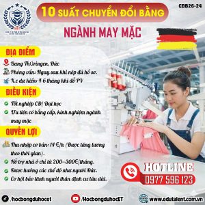 TUYỂN 10 CHỈ TIÊU CHUYỂN ĐỔI BẰNG NGÀNH MAY MẶC TẠI ĐỨC - ĐỊNH CƯ BỀN VỮNG