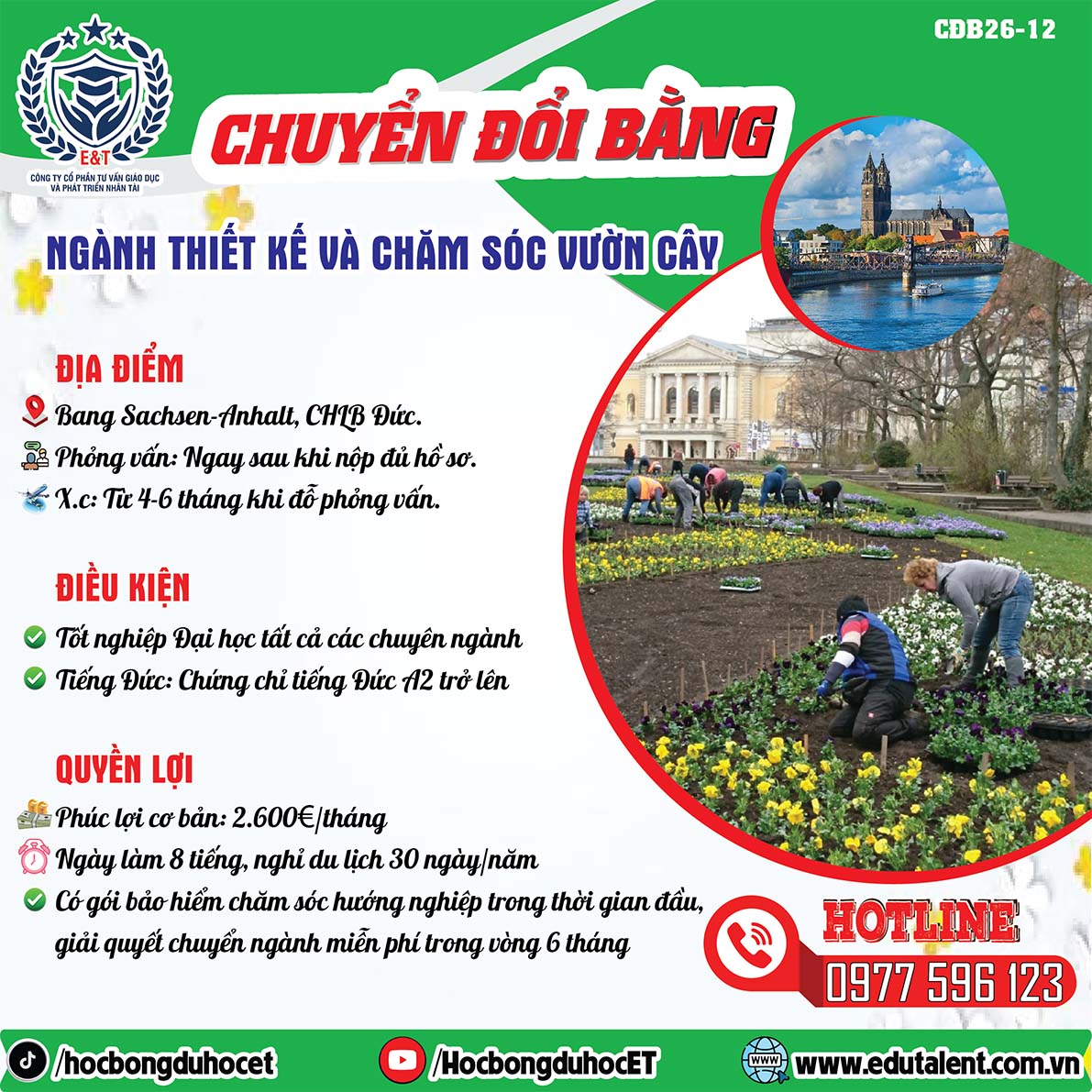 CHUYỂN ĐỔI BẰNG VISA 18B ĐỨC – NGÀNH THIẾT KẾ & CHĂM SÓC VƯỜN CÂY