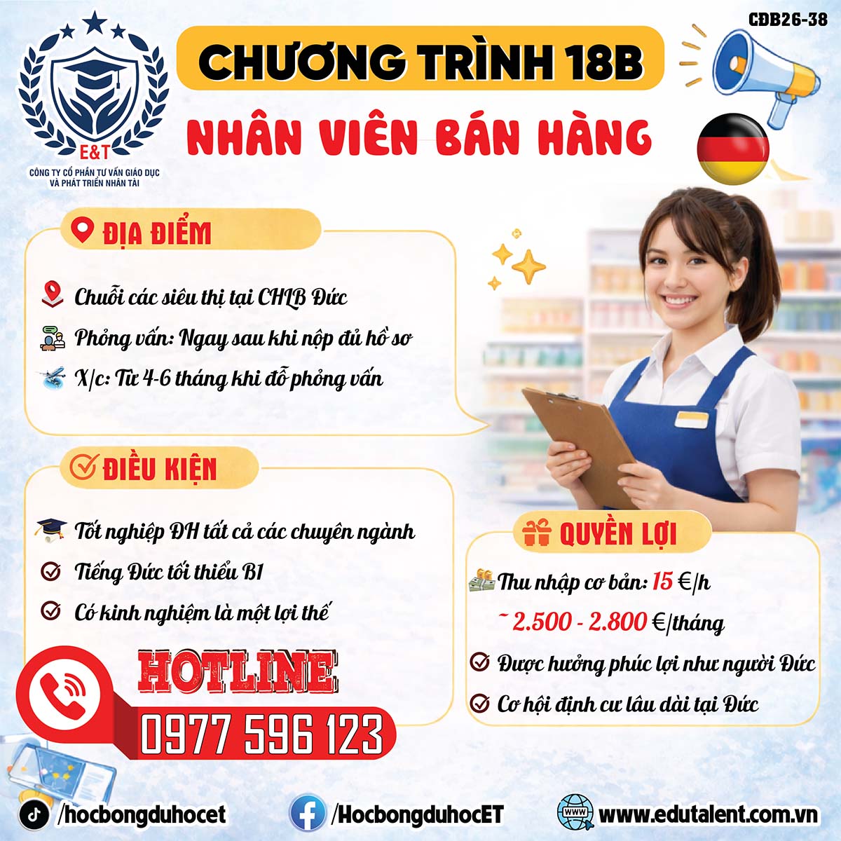 Chương Trình 18B – Nhân Viên Bán Hàng Tại Đức