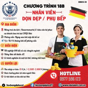 🇩🇪 Chương Trình Dọn Dẹp / Phụ Bếp Tại Đức 2026