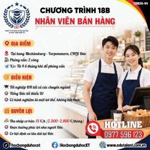 🇩🇪 CHƯƠNG TRÌNH 18B – NHÂN VIÊN BÁN HÀNG TẠI ĐỨC
