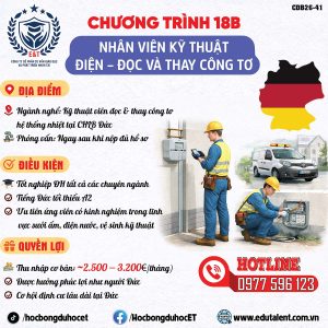 🇩🇪 CHƯƠNG TRÌNH VISA 18B NHÂN VIÊN KỸ THUẬT ĐIỆN – ĐỌC & THAY CÔNG TƠ TẠI CHLB ĐỨC