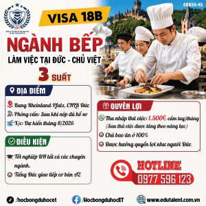 🔥 VISA 18B NGÀNH BẾP TẠI Rheinland-Pfalz – CHỦ VIỆT TUYỂN GẤP, BAY NGAY THÁNG 8