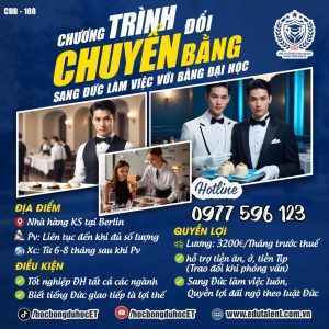 NHÀ HÀNG KHÁCH SẠN TẠI BERLIN CHUYỂN ĐỔI BẰNG ĐẠI HỌC TẤT CẢ CÁC NGÀNH NGHỀ.