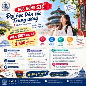 🇨🇳🔥 HỌC BỔNG SIC TẠI BẮC KINH – MIỄN 100% HỌC PHÍ + TRỢ CẤP 2.500 NDT/THÁNG!