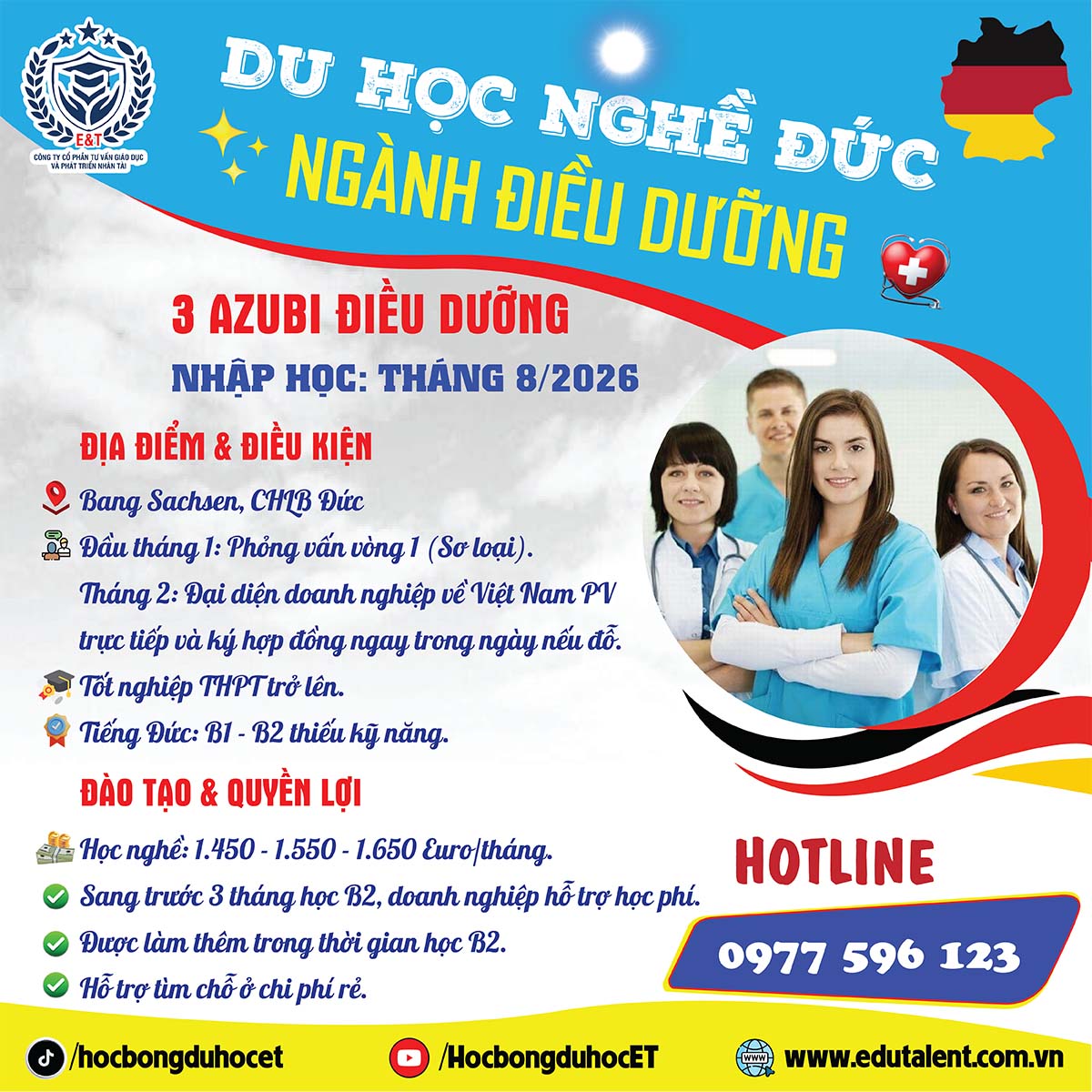 TUYỂN 3 AZUBI DU HỌC NGHỀ ĐỨC NGÀNH ĐIỀU DƯỠNG