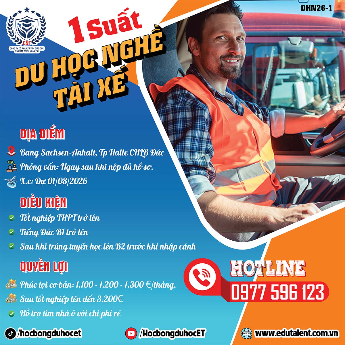[HOT] Tuyển Sinh Du Học Nghề Lái Xe Tại Đức 2026: Lương Cao, Việc Làm Ổn Định Tại Bang Sachsen-Anhalt