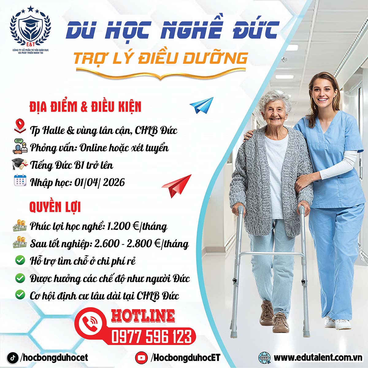 🇩🇪 [HOT] TUYỂN SINH DU HỌC NGHỀ ĐỨC 2026: CHƯƠNG TRÌNH TRỢ LÝ ĐIỀU DƯỠNG TẠI HALLE