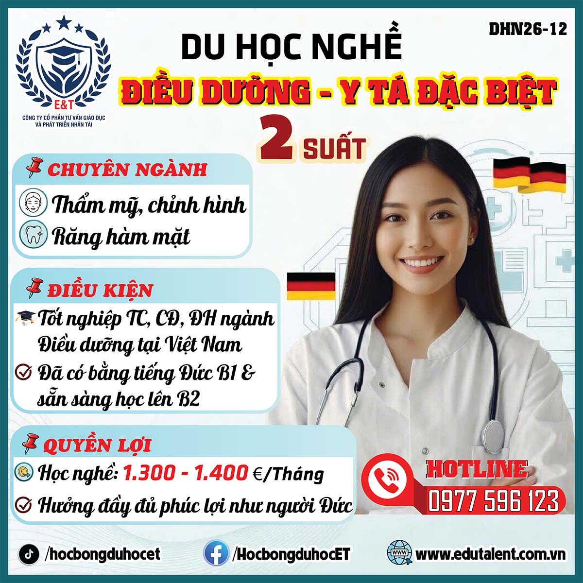 DU HỌC NGHỀ ĐỨC: NGÀNH ĐIỀU DƯỠNG THẨM MỸ (LÀM ĐẸP – RĂNG HÀM MẶT) – CƠ HỘI ĐỘC QUYỀN 2026