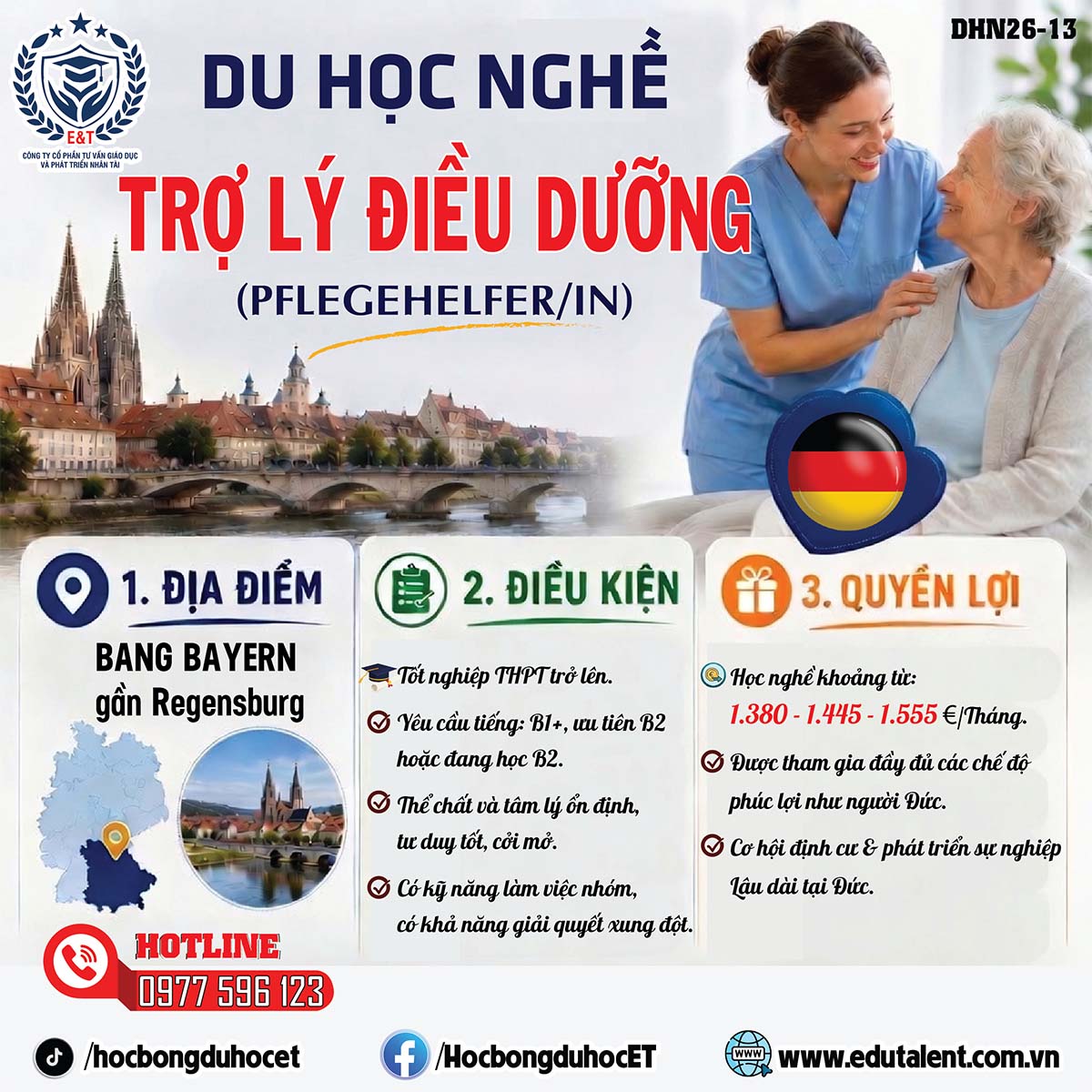 TUYỂN SINH CHƯƠNG TRÌNH DU HỌC NGHỀ TRỢ LÝ ĐIỀU DƯỠNG ĐỨC 2026 – CƠ HỘI HỌC TẬP & LÀM VIỆC TẠI BAYERN