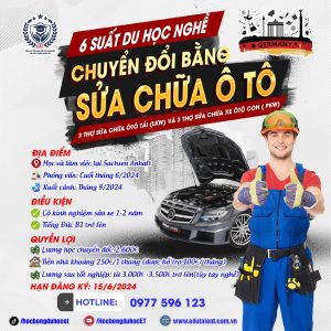 ĐƠN HÀNG MỚI VỀ 6 SUẤT DU HỌC NGHỀ CHUYỂN ĐỔI BẰNG SỬA CHỮA Ô TÔ