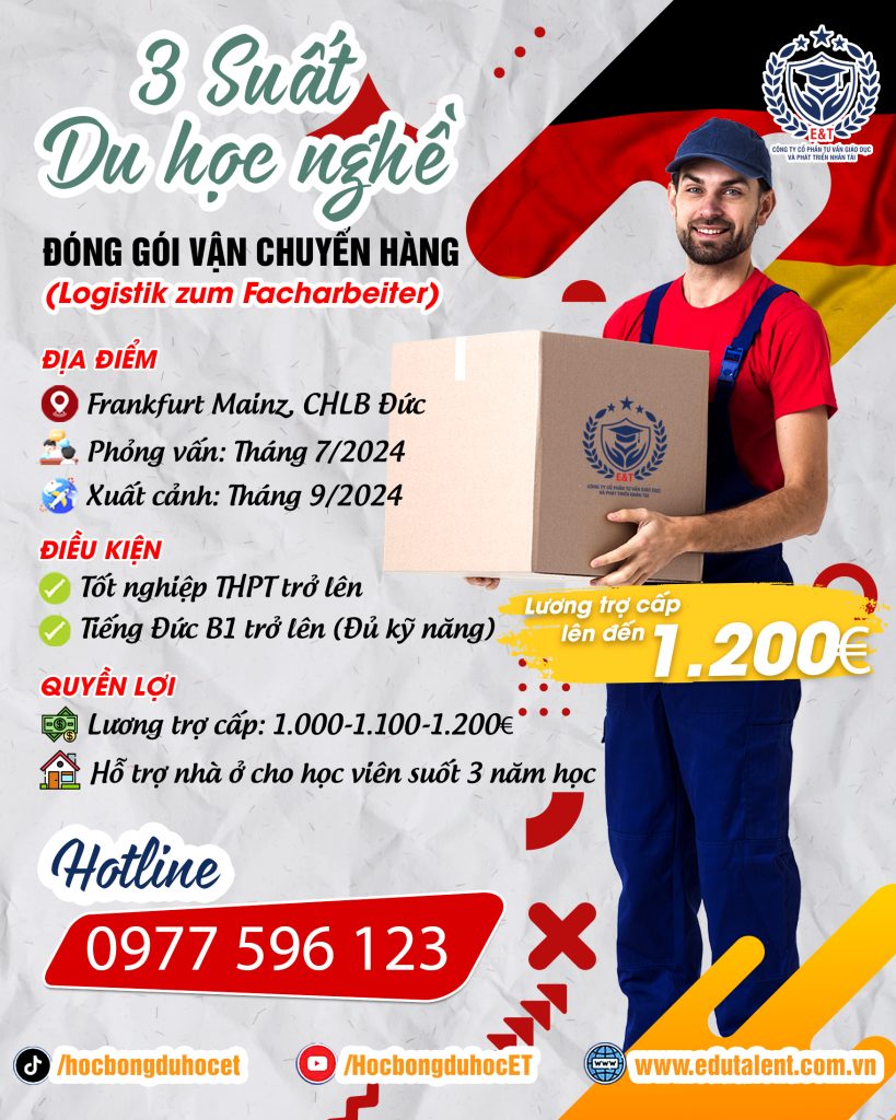  3 SUẤT DU HỌC NGHỀ ĐÓNG GÓI ĐỂ VẬN CHUYỂN HÀNG TẠI CHLB ĐỨC (Logistik zum Facharbeiter)