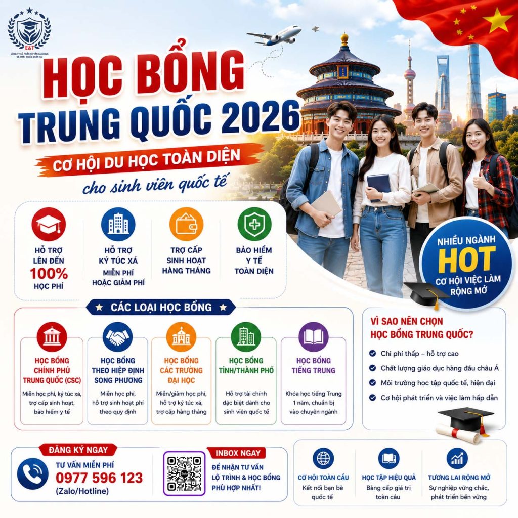 🎓 HỌC BỔNG TRUNG QUỐC 2026 🌏 CƠ HỘI DU HỌC TOÀN DIỆN CHO SINH VIÊN QUỐC TẾ