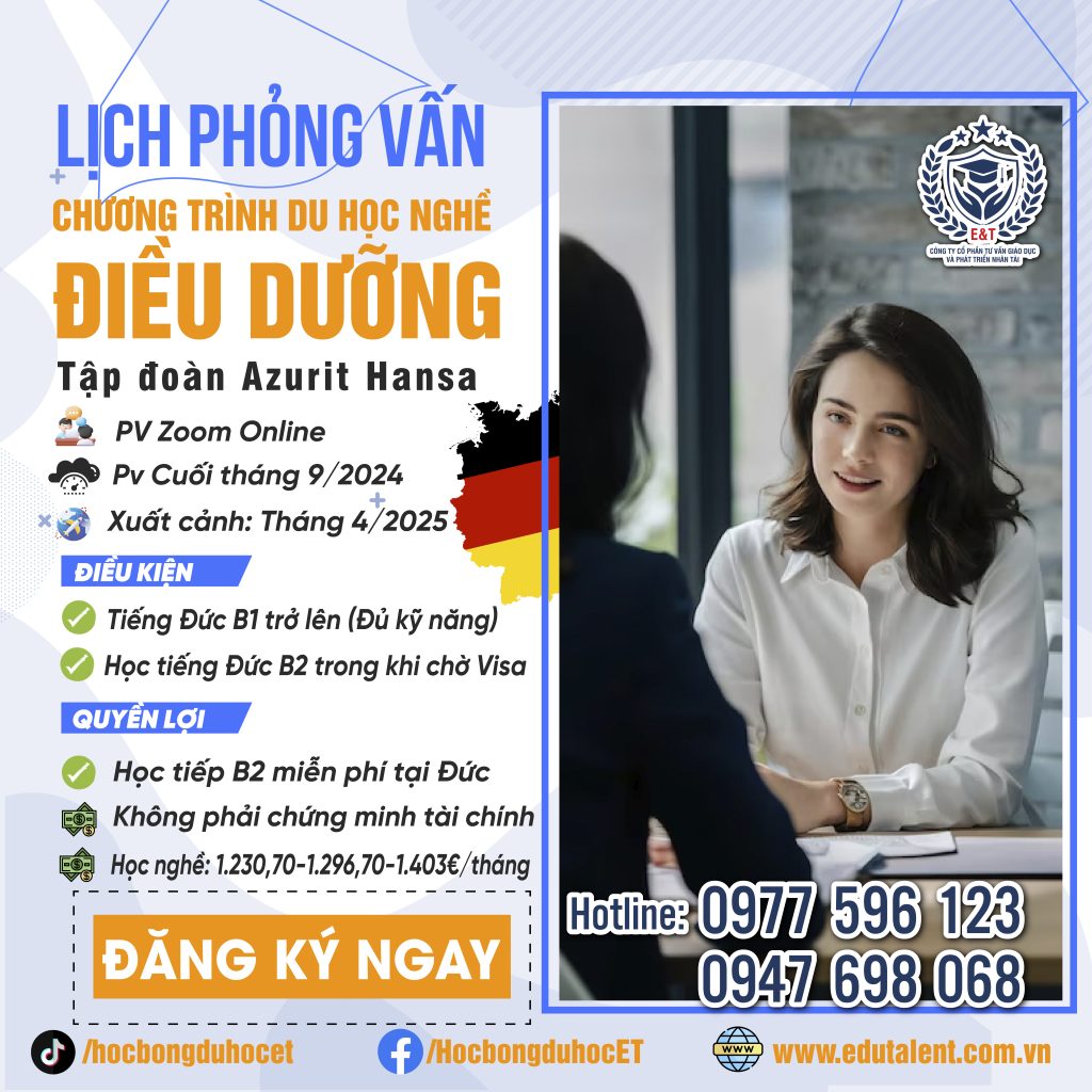 LỊCH PV DU HỌC NGHỀ NGÀNH ĐIỀU DƯỠNG CỦA TẬP ĐOÀN AZURIT HANSA