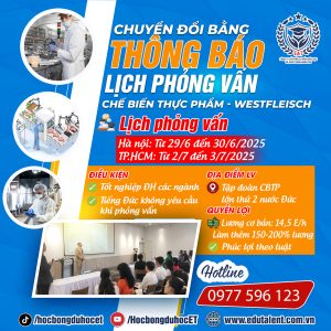 🇩🇪 LỊCH PHỎNG VẤN CHUYỂN ĐỔI BẰNG NGÀNH CHẾ BIẾN THỰC PHẨM – TẬP ĐOÀN WESTFLEISCH 🇩🇪