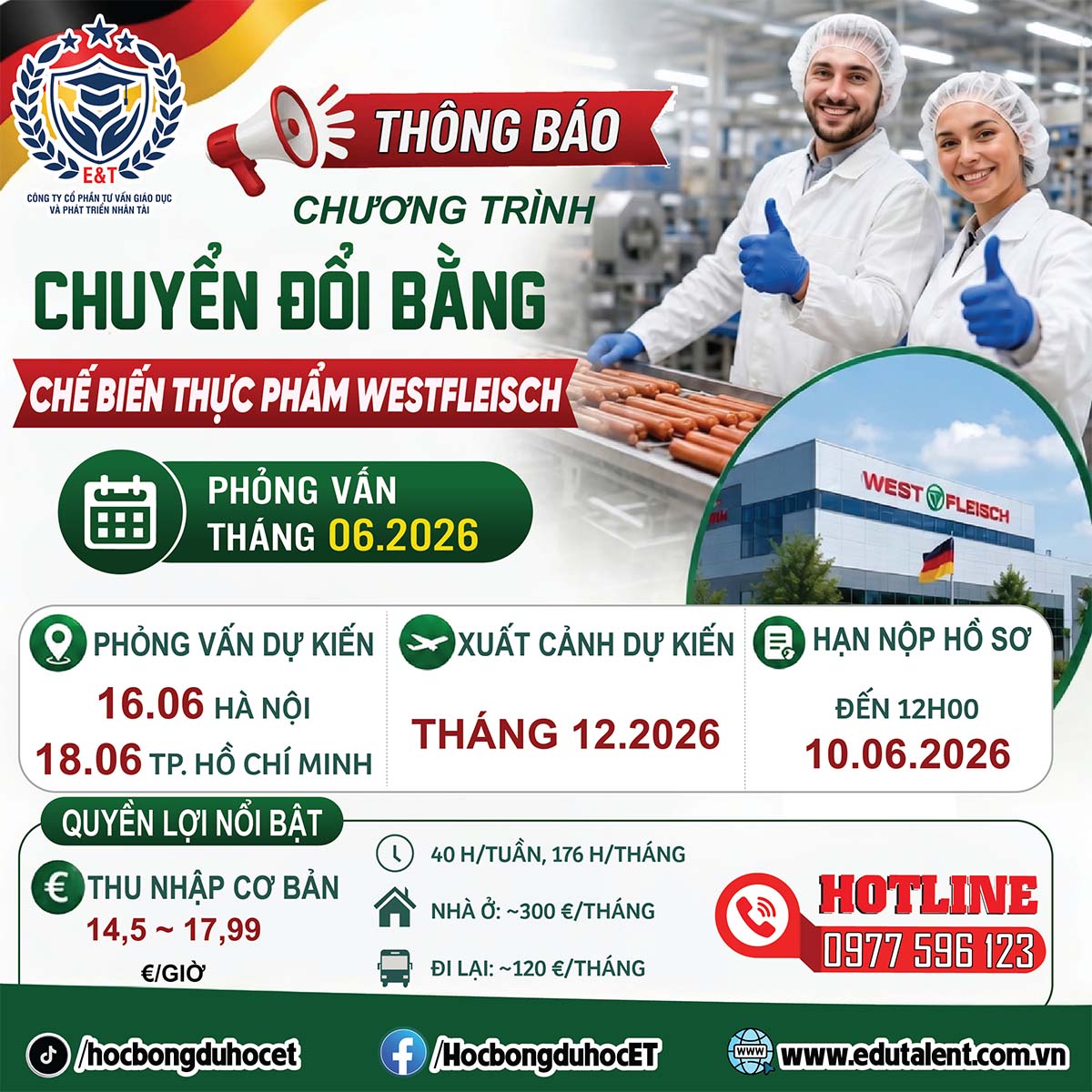 CHƯƠNG TRÌNH CHUYỂN ĐỔI BẰNG CHẾ BIẾN THỰC PHẨM WESTFLEISCH